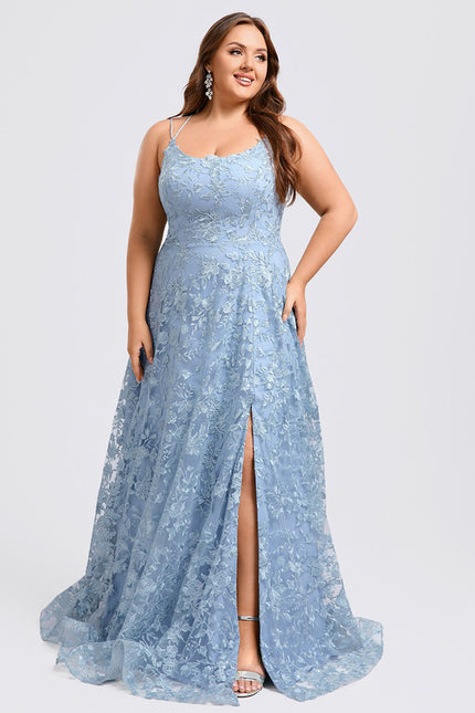 Robe Pastel Bleu Col Rond Dentelle - gallery 7