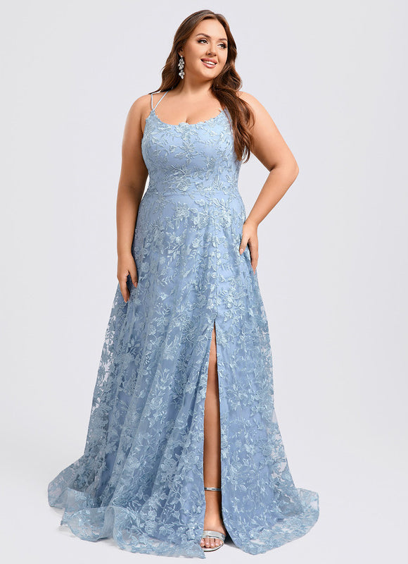 Robe Pastel Bleu Col Rond Dentelle - gallery 7