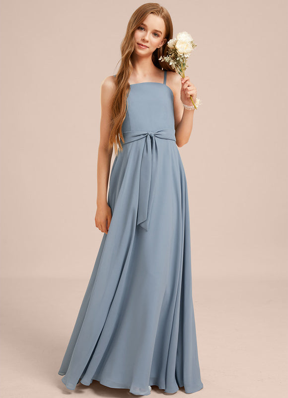 Robe Pastel Bleu Col Carré Long - gallery 5