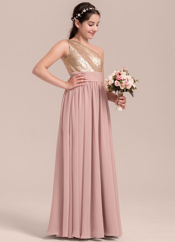 Robe Pastel Demoiselle D'Honneur Rose Paillettes - gallery 1