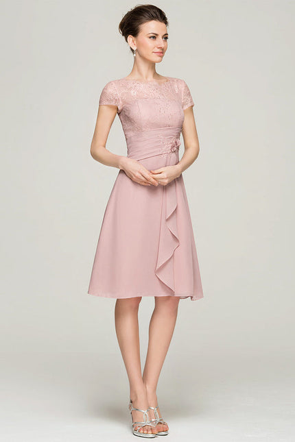 Robe Pastel Rose Trapèze Col Rond - gallery 2