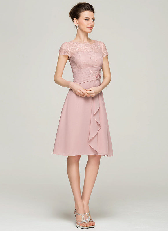 Robe Pastel Rose Trapèze Col Rond - gallery 2