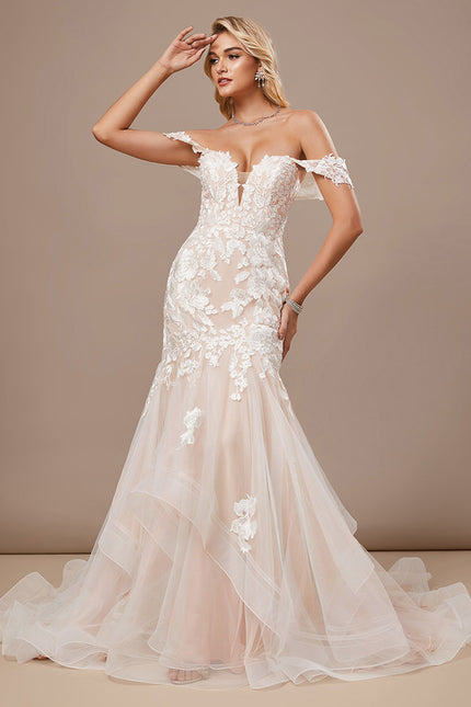 Robe Pastel Ivoire Sirène Dentelle Traîne - gallery 3