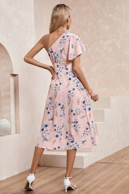 Robe Pastel Rose Imprimé Fleuri Midi - gallery 2