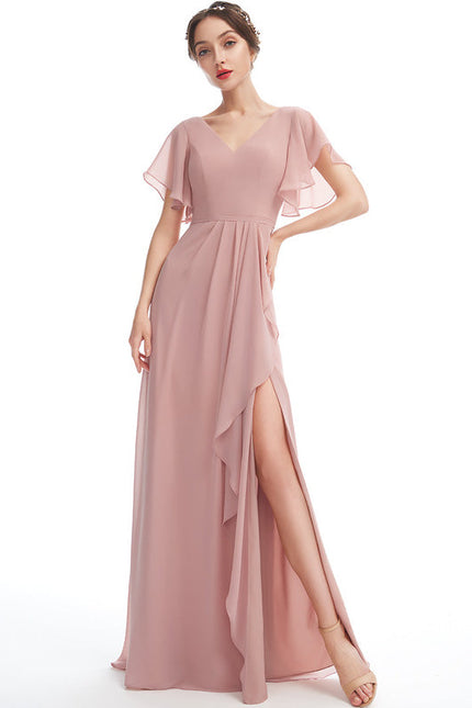 Robe Pastel Rose Demoiselle D'Honneur Élégante - gallery 1