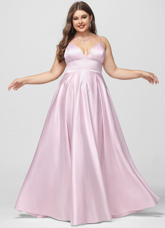 Robe Pastel Bleue Satin Trapèze Col V - gallery 7