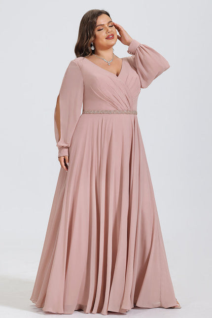 Robe Pastel Rose Trapèze Col V Élégant - gallery 8