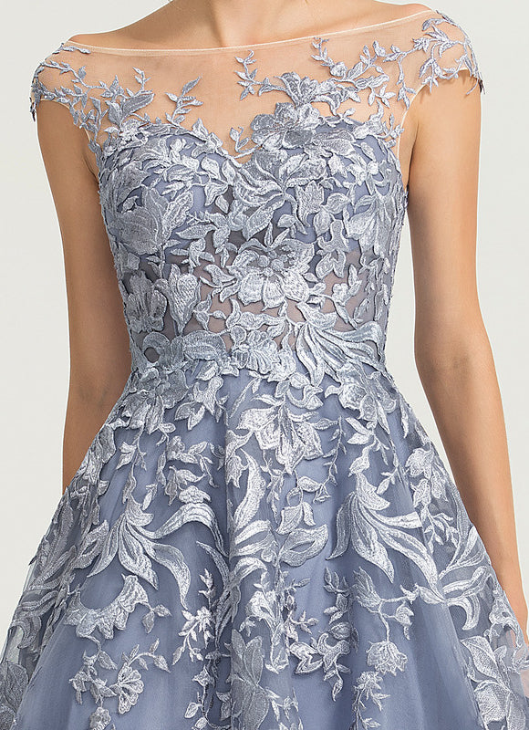 Robe Pastel Bleu Trapèze Épaules Dénudées - gallery 1