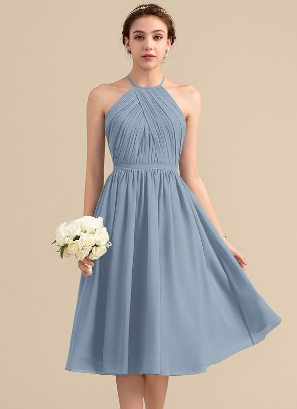 Robe Pastel Bleu Trapèze À Volants