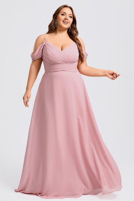 Robe Pastel Rose Décolleté Épaules Mousseline - gallery 5