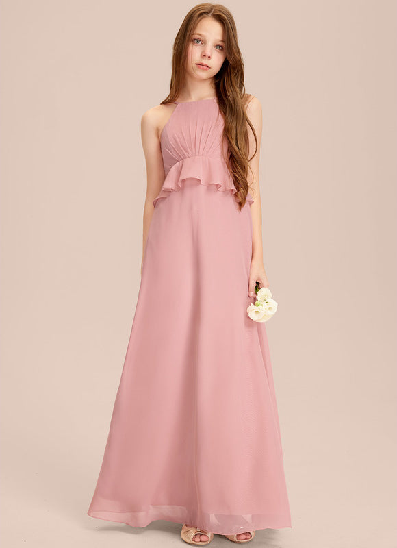 Robe Pastel Junior Rose Volants Longue - gallery 2