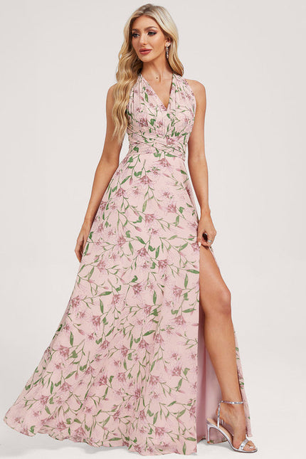 Robe Pastel Rose Trapèze Décolleté Col V - gallery 3