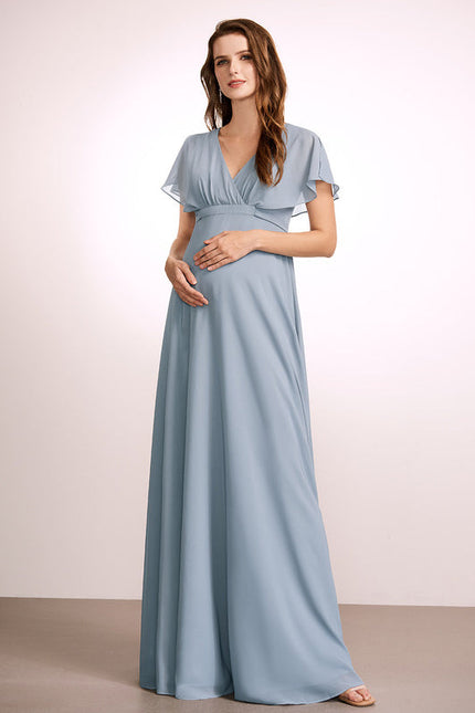 Robe Pastel Rose Demoiselle D'Honneur Volants