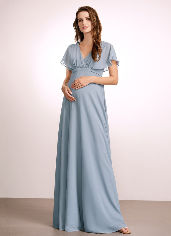 Robe Pastel Rose Demoiselle D'Honneur Volants