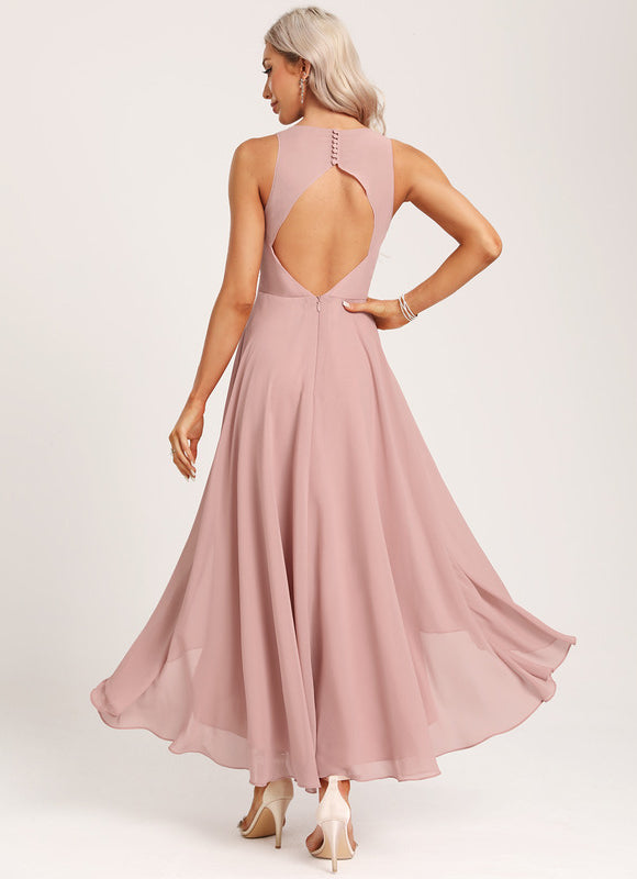 Robe Pastel Verte Col V Asymétrique - gallery 5