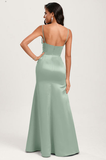 Robe Pastel Verte Sirène Épaule Dénudée - gallery 6
