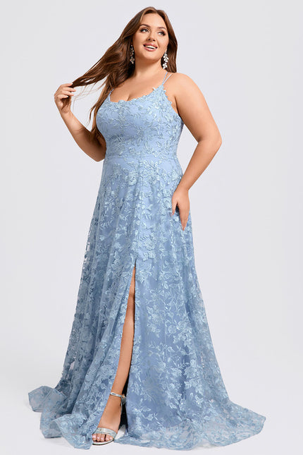 Robe Pastel Bleu Col Rond Dentelle - gallery 8