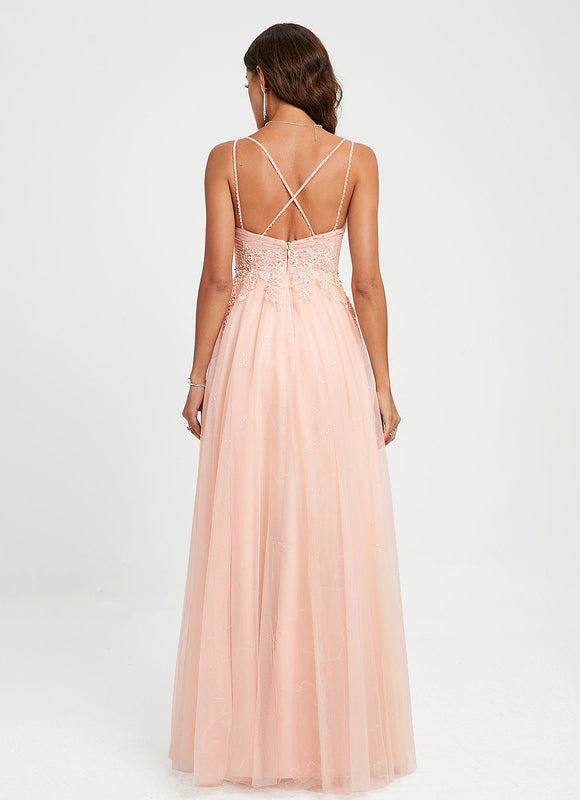 Robe Pastel Rose Dentelle Soirée Élégante - gallery 1