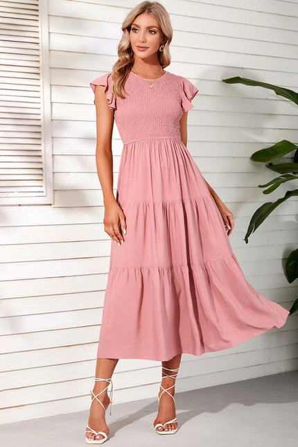 Robe Pastel Rose Maxi À Volants - gallery 5