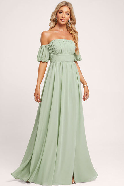Robe Pastel Verte Épaules Dénudées Longue - gallery 2
