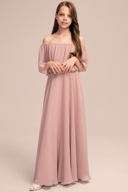 Robe Pastel Rose Épaules Dénudées Longue - gallery 4