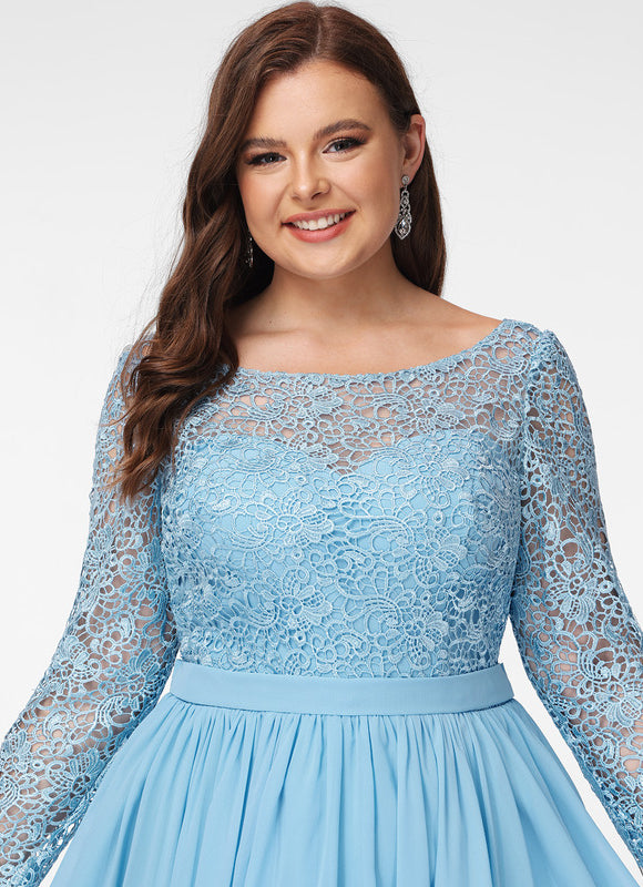 Robe Pastel Bleu Col Rond Dentelle - gallery 9
