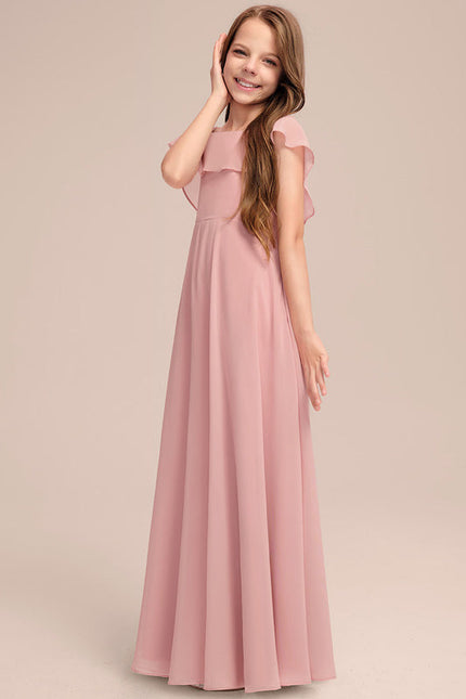 Robe Pastel Rose Demoiselle D'Honneur Volants