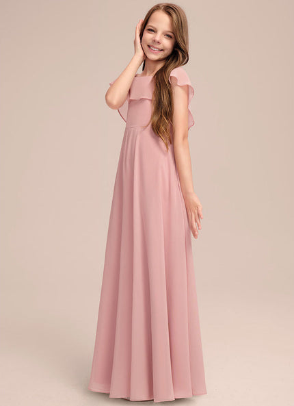 Robe Pastel Rose Demoiselle D'Honneur Volants