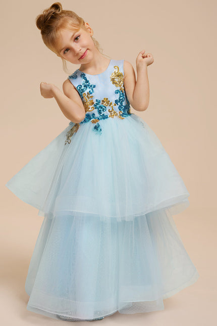 Robe Pastel Bleu Col Rond Princesse - gallery 8