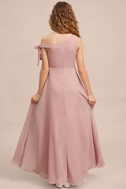 Robe Pastel Rose Décolleté Asymétrique Junior - gallery 6