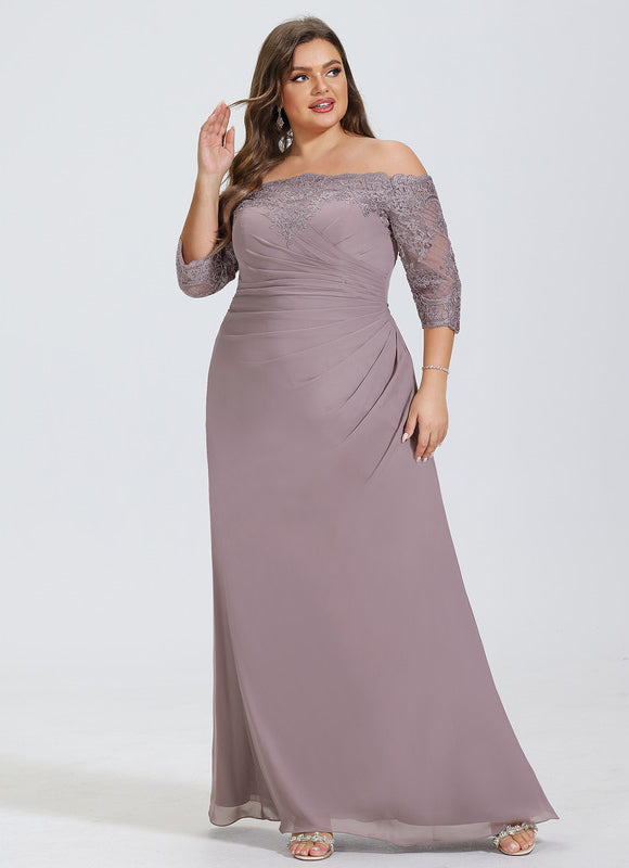 Robe Pastel Lavande Épaule Dénudée Longue - gallery 6