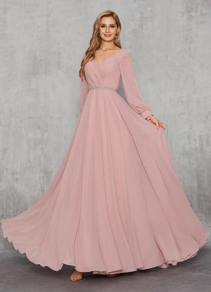 Robe Pastel Rose Trapèze Col V Élégant