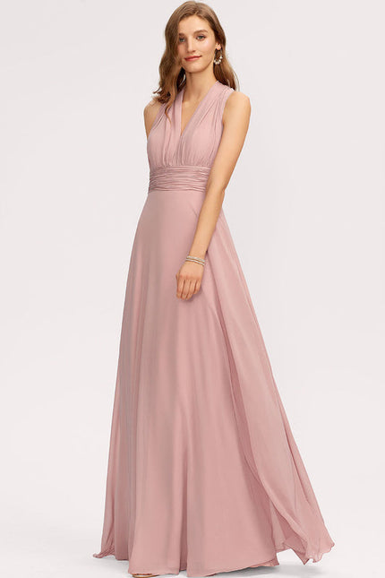 Robe Pastel Rose Décolleté Asymétrique Longue - gallery 8