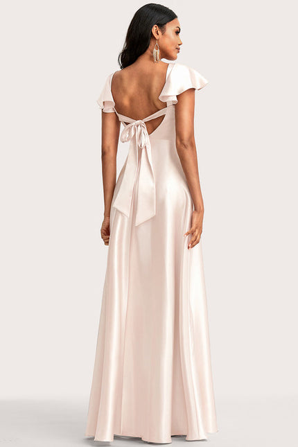 Robe Pastel Rose Satin Demoiselle D'Honneur - gallery 5