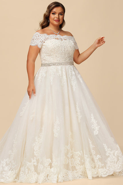 Robe Pastel Mariée Crème Dentelle Traîne - gallery 9