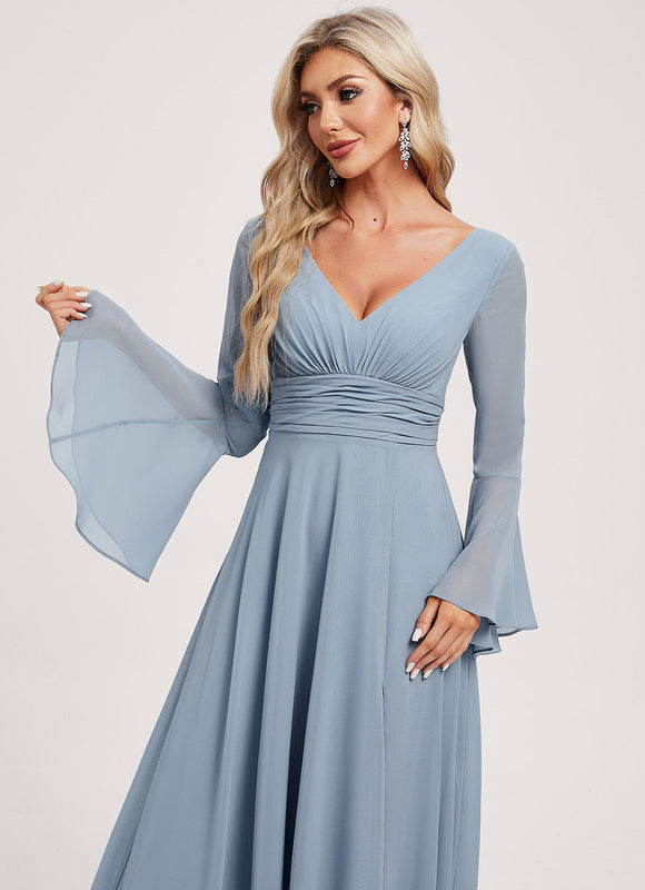 Robe Pastel Demoiselle D'Honneur Bleu Clair - gallery 4
