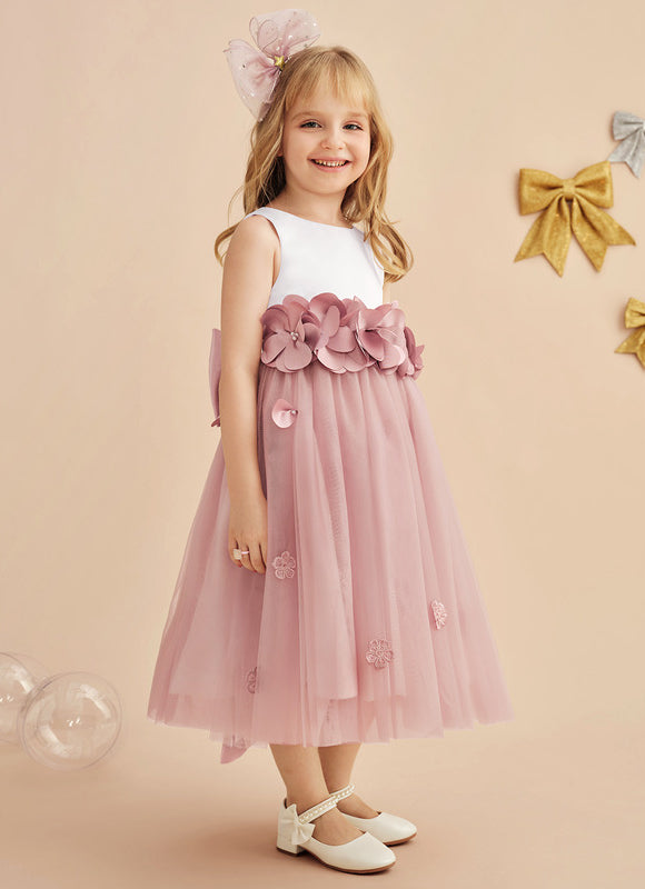 Robe Pastel Rose À Fleurs 3D Fille - gallery 6