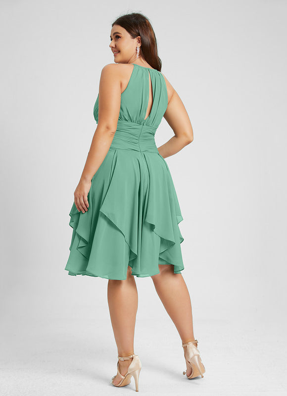 Robe Pastel Verte Trapèze À Volants - gallery 7