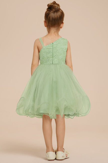 Robe Pastel Verte Dentelle Tulle Fille Mariage - gallery 5