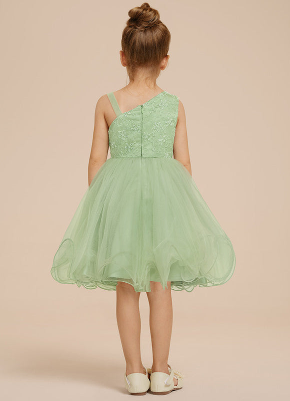 Robe Pastel Verte Dentelle Tulle Fille Mariage - gallery 5
