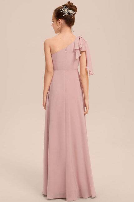 Robe Pastel Rose Décolleté Asymétrique Junior - gallery 4