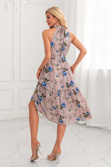 Robe Pastel Rose Imprimé Fleurs Midi - gallery 2