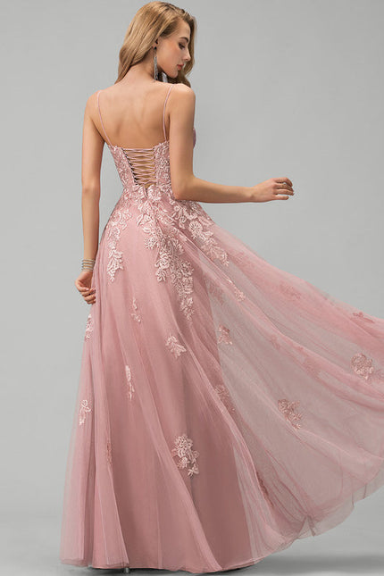 Robe Pastel Rose Longue À Paillettes - gallery 3