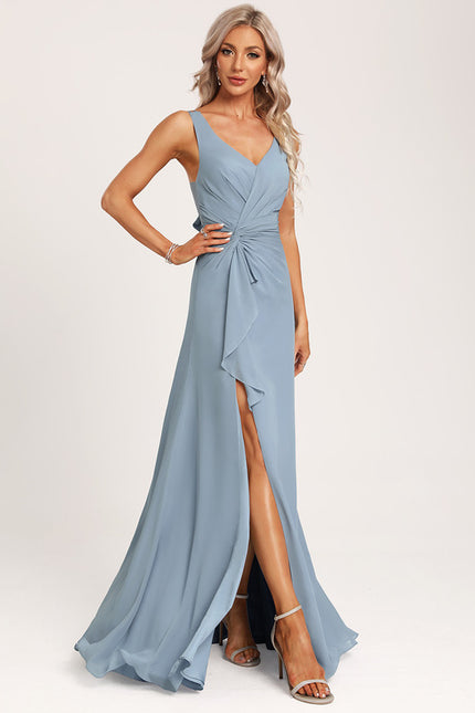 Robe Pastel Bleu Demoiselle D'Honneur Élégante - gallery 2