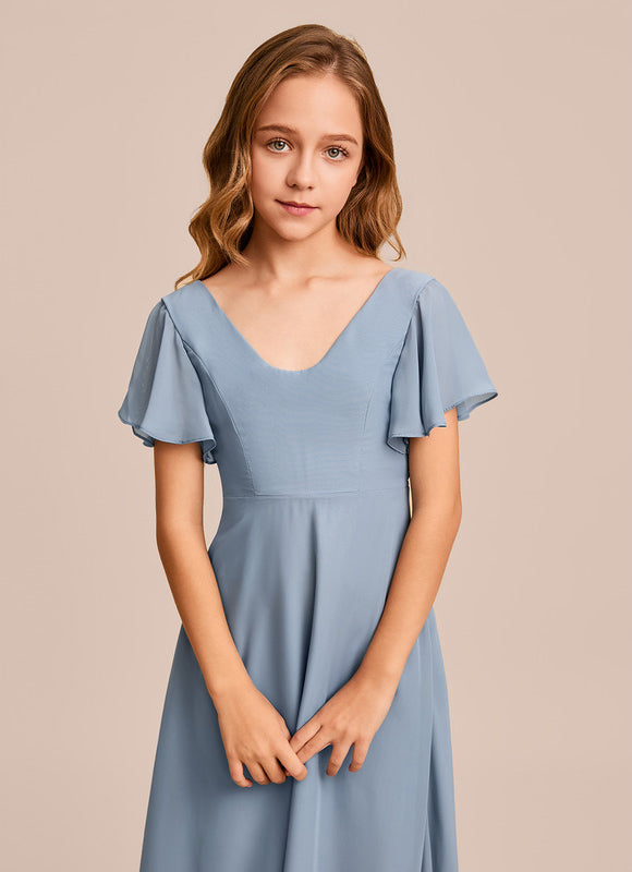 Robe Pastel Verte Col V Longueur Maxi - gallery 4