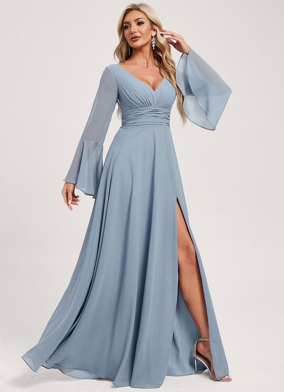 Robe Pastel Demoiselle D'Honneur Bleu Clair - gallery 2