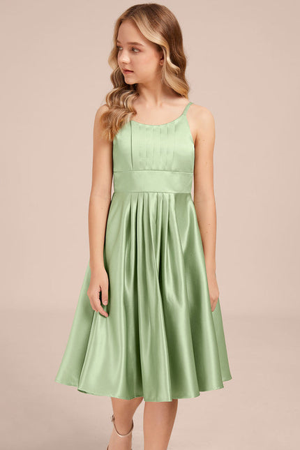 Robe Pastel Verveine Trapèze Satin Junior - gallery 4