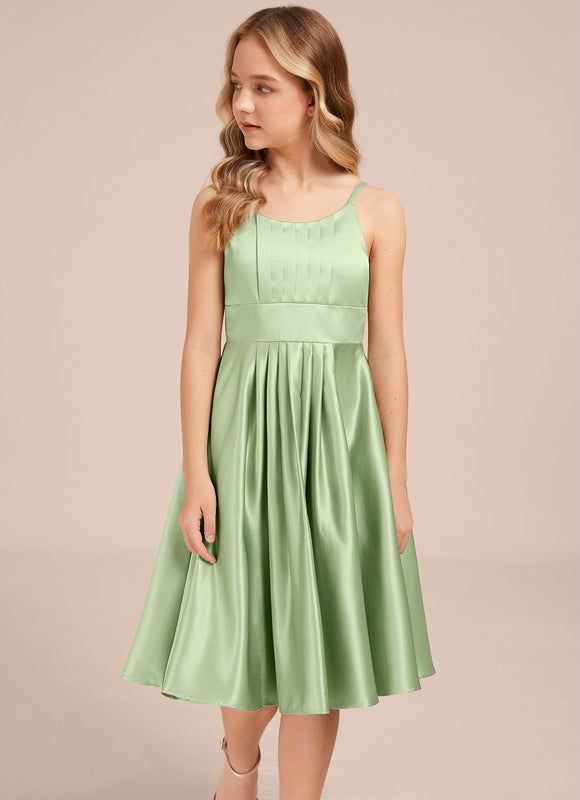 Robe Pastel Verveine Trapèze Satin Junior - gallery 4