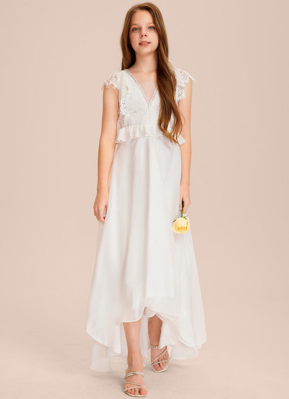 Robe Pastel Blanche Col V Asymétrique