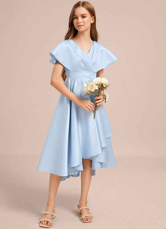 Robe Pastel Bleu Col V Asymétrique - gallery 3
